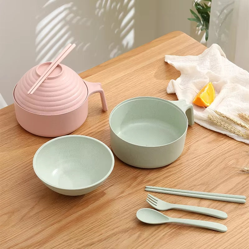 5Pcs Wheat Straw Anti-Hot Bowl Microwavable Bowl